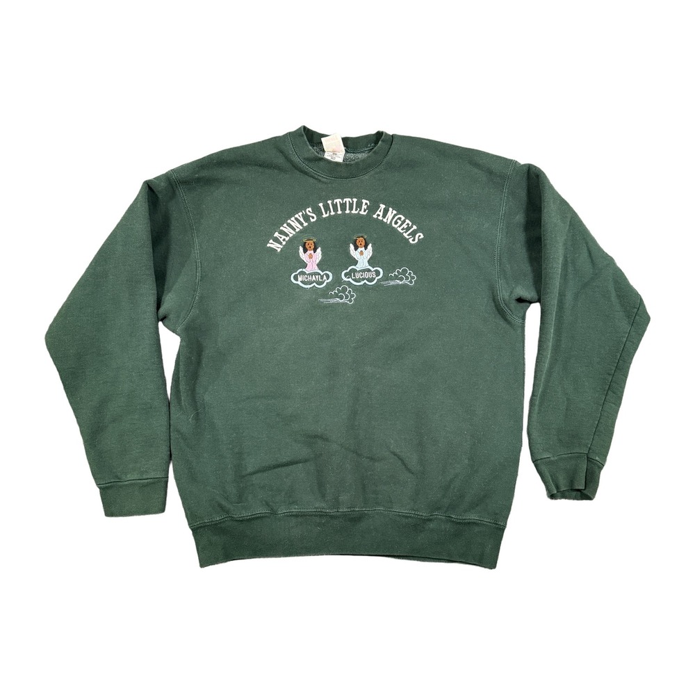 Vintage Fruit of the Loom Nanny's Little Angels Sweatshirt XXL Green Heavy